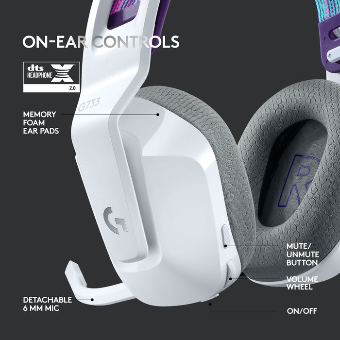 Gaming headset Logitech G733 Lightspeed Wireless RGB, Microphone, White
