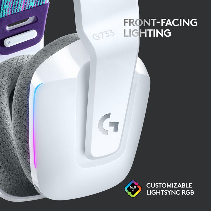 Gaming headset Logitech G733 Lightspeed Wireless RGB, Microphone, White