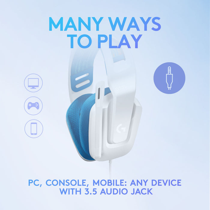 Logitech G335 Gaming Headset, Microphone, White