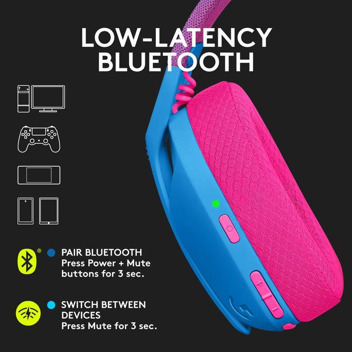 Logitech G435 Lightspeed Wireless Gaming Headset, Microphone, Blue/Pink