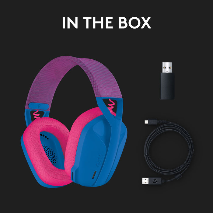 Logitech G435 Lightspeed Wireless Gaming Headset, Microphone, Blue/Pink