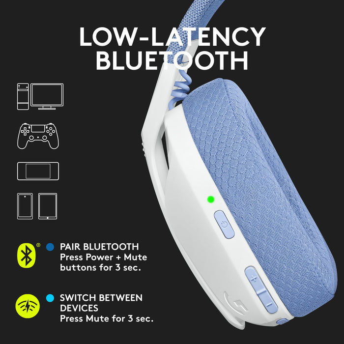 Gaming wireless headset Logitech G435 Lightspeed Wireless, Microphone, White