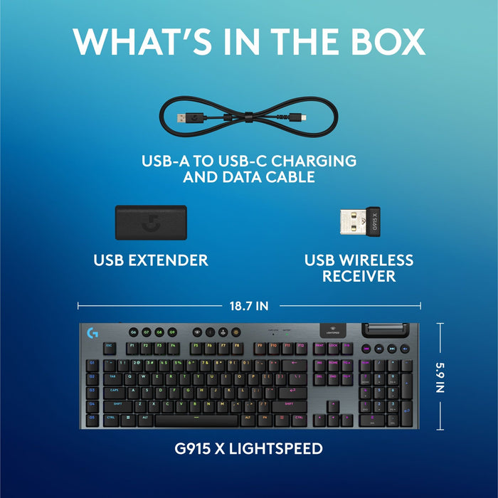 Logitech G915X Lightspeed Wireless Mechanical Gaming Keyboard - Tactile Switch