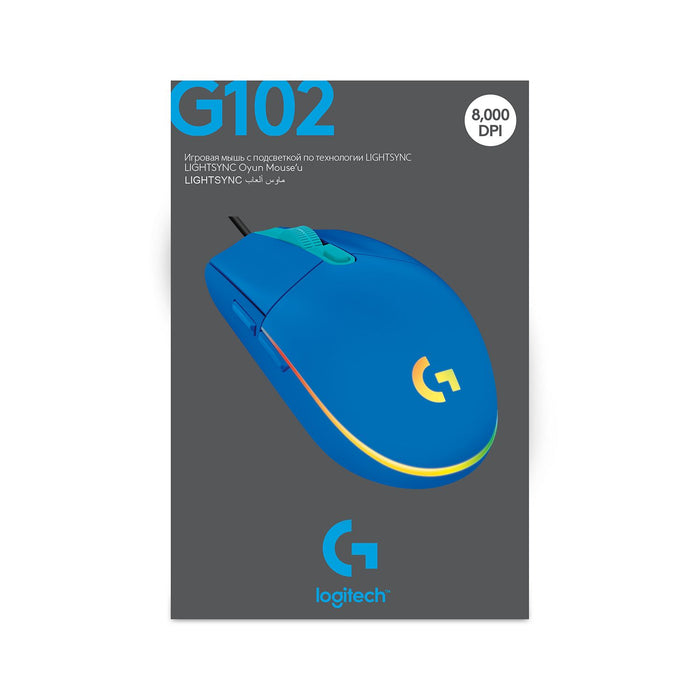 Logitech G102 LightSync Gaming Mouse, RGB, Optical, Wired, USB, Blue