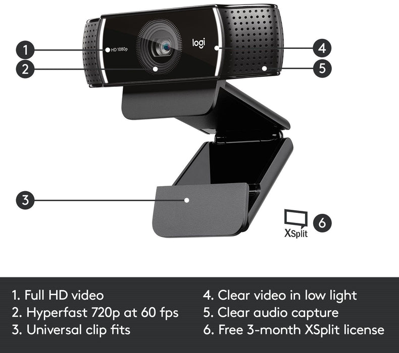 Webcam with microphone LOGITECH C922 PRO STREAM v2