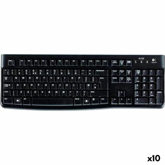 Keyboard Logitech K120 Black Spanish Qwerty (10 Units)