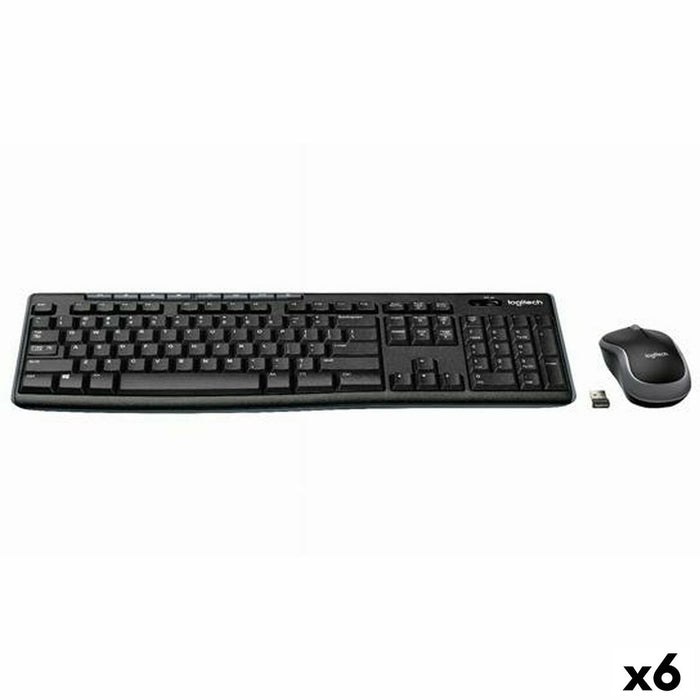 Keyboard and Wireless Mouse Logitech DESKTOP MK270 Black Spanish Qwerty (6 Units)