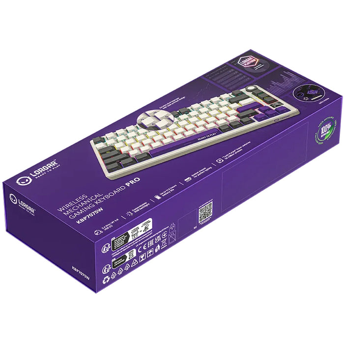 Wireless Keyboard LORGAR KBP7075W BEIGE, GRAY, PURPLE LRG-KBP7075W-RT-US
