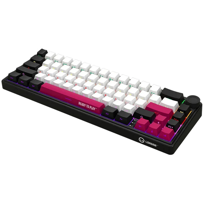 Wireless Keyboard LORGAR KBP70MW BLACK WHITE PINK LRG-KBP70MW-BK-US