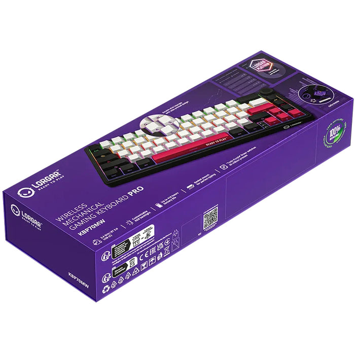 Wireless Keyboard LORGAR KBP70MW BLACK WHITE PINK LRG-KBP70MW-BK-US
