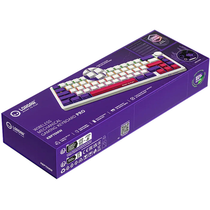 Wireless Keyboard LORGAR BP70MW WHITE PURPLE PINK LRG-KBP70MW-WH-US