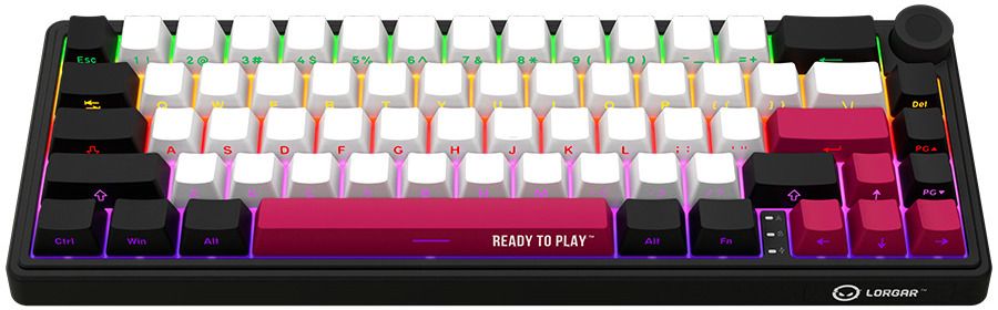 Wireless Keyboard LORGAR KBP70MW BLACK WHITE PINK LRG-KBP70MW-BK-US