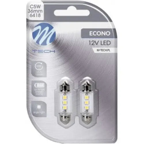 M-TECH ECONO LED C5W (36mm) 6000K 0.42W 12V BLISTER X2 PCS - АВТОАКСЕСОАРИ<<<MaxCar&&&КРУШКИ И СВЕТЛИНИ<<<MaxCar