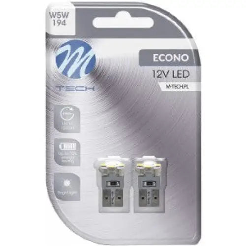M-TECH ECONO LED W5W 4xSMD2835 6000K 0,5W 12V BLISTER X2 PCS - АВТОАКСЕСОАРИ<<<MaxCar&&&КРУШКИ И СВЕТЛИНИ<<<MaxCar