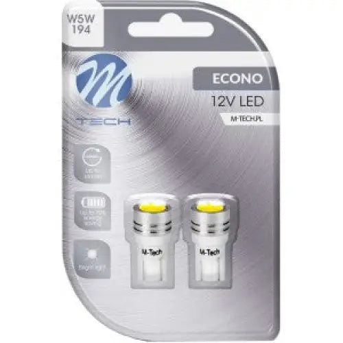 M-TECH ECONO LED W5W 6500K 0,5W 12V BLISTER X2 PCS - АВТОАКСЕСОАРИ<<<MaxCar