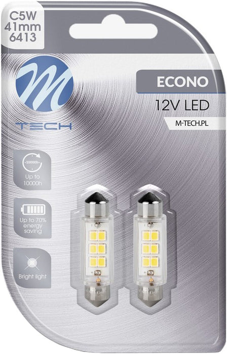 M-TECH ECONO LED C5W (41mm) 6000K 0.4W 12V BLISTER X2 PCS