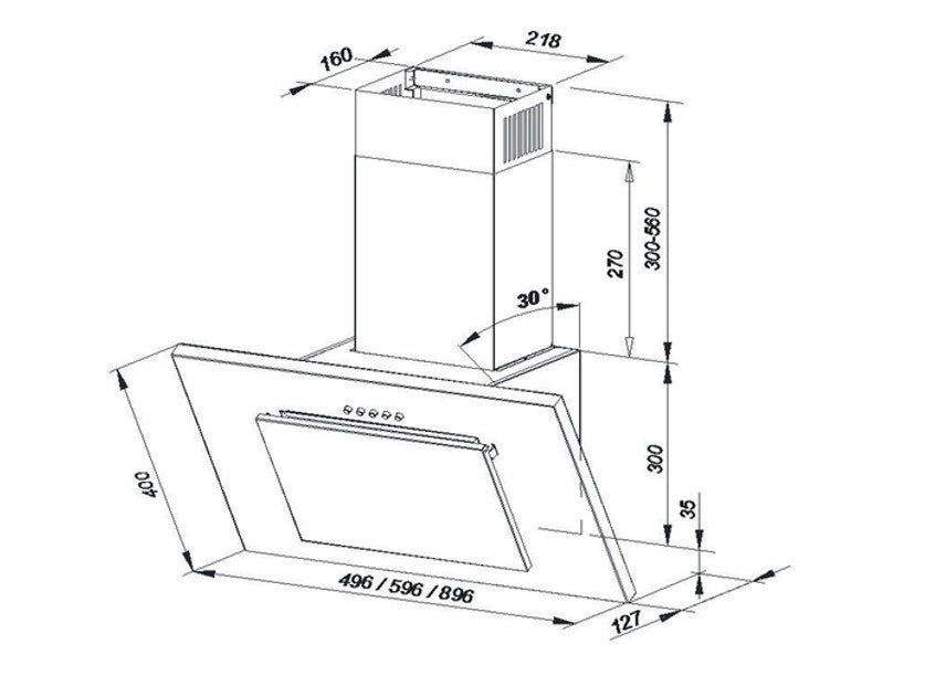 MAAN Vertical P 2 60 Wall-mounted canopy 310 m3/h, Black