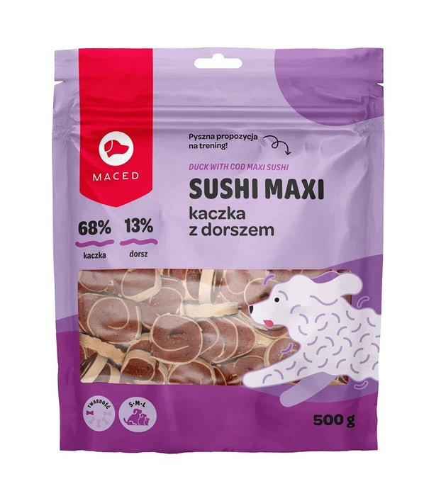 MACED Duck with cod Maxi sushi  - dog treat - 500g