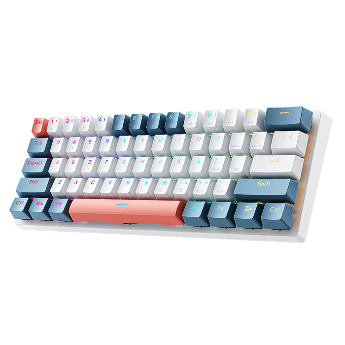 Machenike K500-B61 Wired Mechanical Gaming Keyboard with Backlight, Red Switch - White and Blue