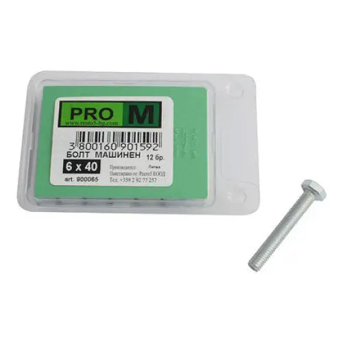 MACHINE BOLT 12 PCS PRO M 6 x 40 MM - Болтове и гайки<<<Винтове и болтови съединения<<<Инструменти и