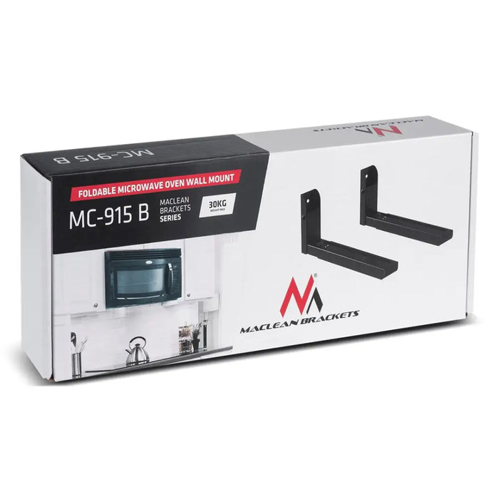 Maclean MC-915 B Universal Microwave Bracket Holder Wall Mount Adjustable Solid Metal Kitchen 30kg Black - General