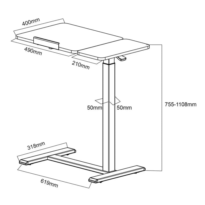 Maclean mobile desk/laptop stand black height adjustment 76-109cm max. 30kg MC-120 B - Modern