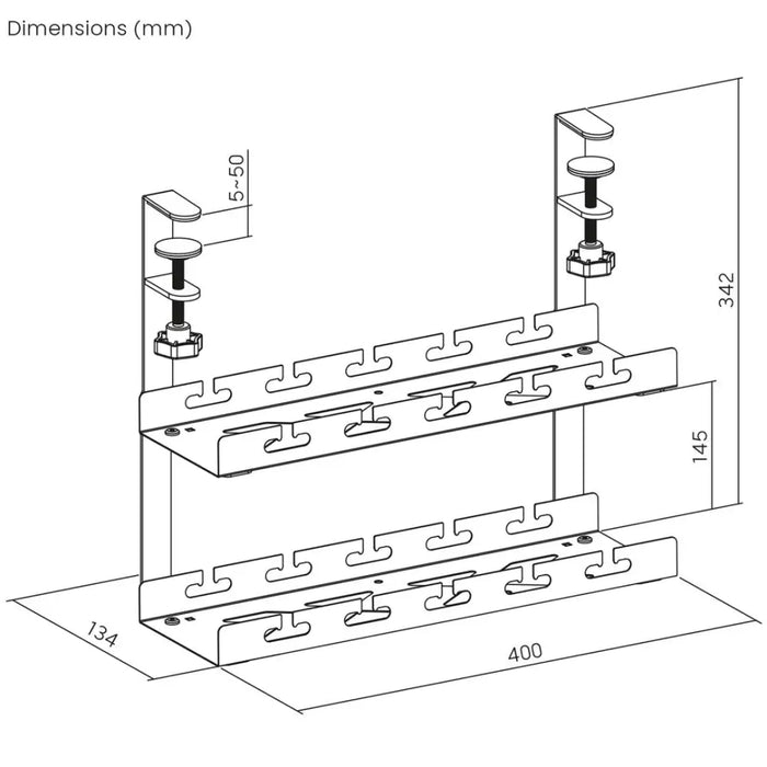Maclean under-desk cable organizer max. load 5kg 2 levels white MC-104 W - AccessoriesTVA-AKC<<<TV