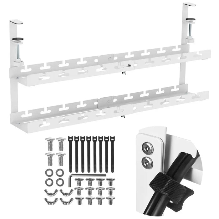 Maclean under-desk cable organizer max. load 5kg max. 728mm 2 levels white MC-102 W - AccessoriesTVA-AKC<<<TV