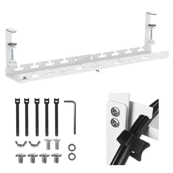 Maclean under-desk cable organizer max. load 5kg max. 728mm white MC-103 W - AccessoriesTVA-AKC<<<TV