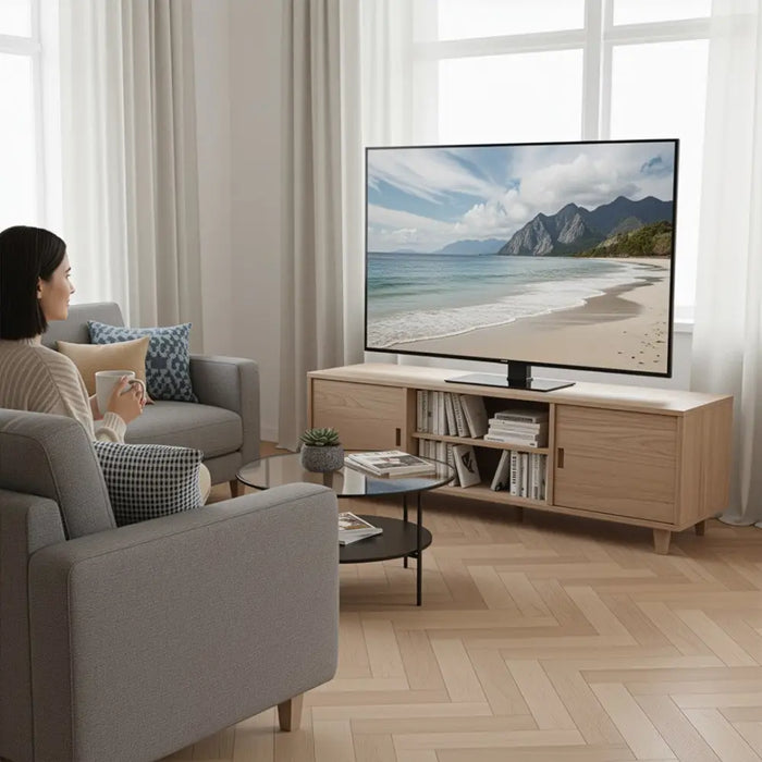 Maclean universal TV stand for RTV cabinet stand max. 40kg max. VESA 400x400 height and angle adjustment for 32-65’’ TV