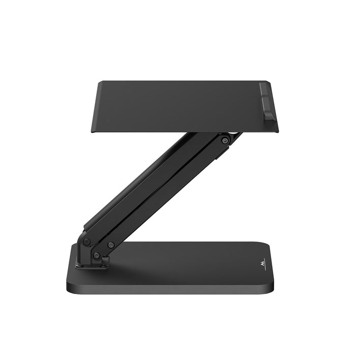 Maclean desk stand for monitor or laptop, gas spring, for standing and sitting work, black, MC-493