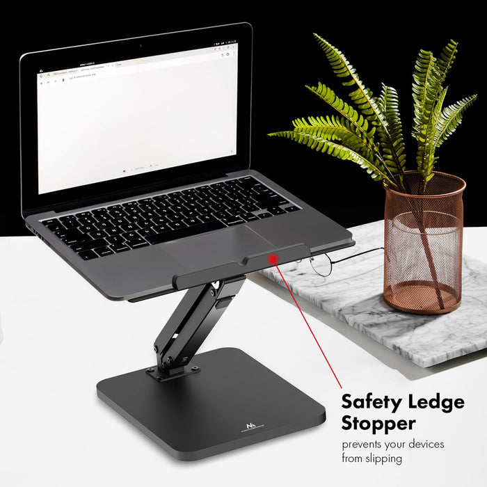Maclean desk stand for monitor or laptop, gas spring, for standing and sitting work, black, MC-493