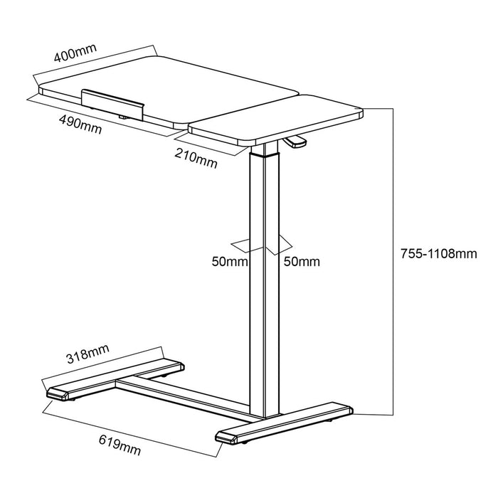 Maclean mobile desk/laptop stand, black, height adjustment 76-109cm, max. 30kg , MC-120 B
