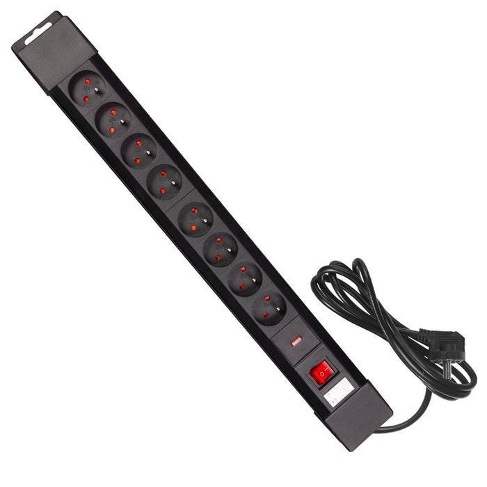 Maclean MCE11 power extension 1.5 m 8 AC outlet(s) Indoor Black