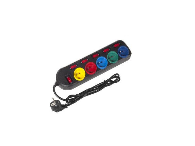 Maclean MCE204M power extension 1.5 m 5 AC outlet(s) Indoor Black, Multicolour