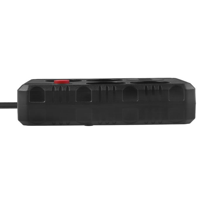 Maclean power strip, 4-socket extension cable + 3xUSB, 110-240V AC 50/60Hz, 2.1A max 2500W, 1.5m, black, MCE392 B