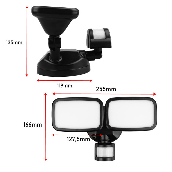 Maclean LED wall lamp, with PIR sensor, 20W, 1500lm, IP65, neutral white 4000K, black, MCE524 B