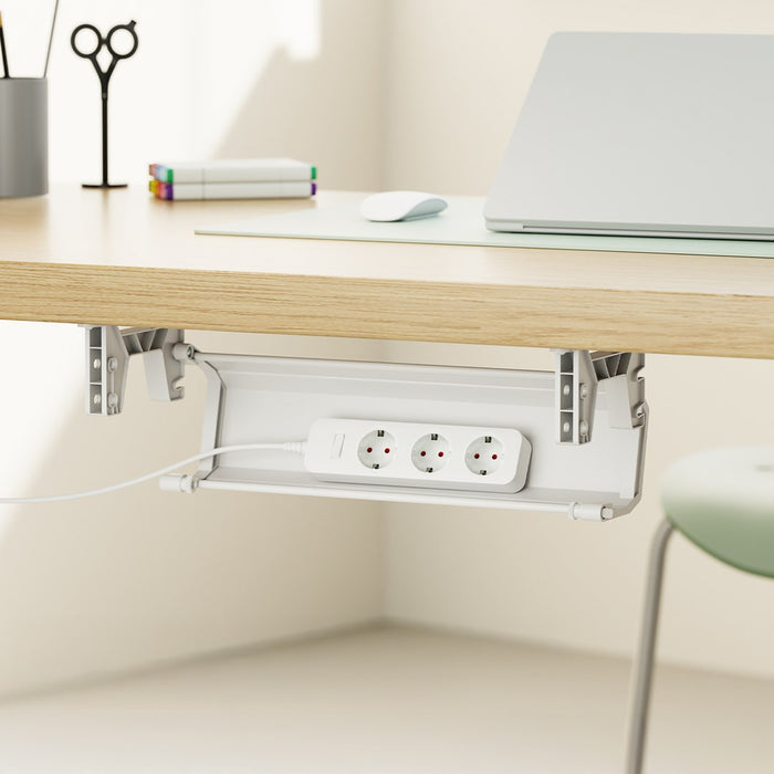 Maclean under-desk cable/extension organizer, max. load 5kg, white, MC-106 W