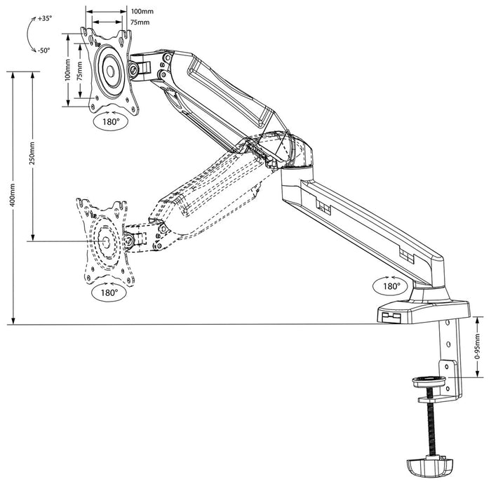Maclean MC-860 monitor mount / stand 68.6 cm (27") Black Desk
