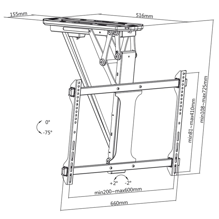 Maclean MC-880 Electric Ceiling TV Mount, 32"-70" 35kg max + Remote Control max VESA 600x411