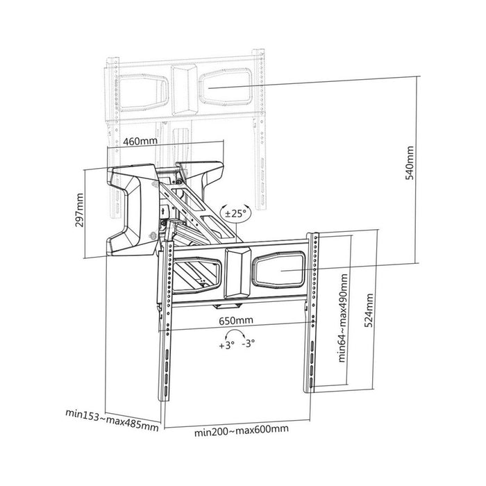 Maclean MC-891 Electric TV Wall Mount Bracket with Remote Control Height Adjustment 37'' - 70" max. VESA 600x400 up to 35kg Above Fireplace Mount Sturdy