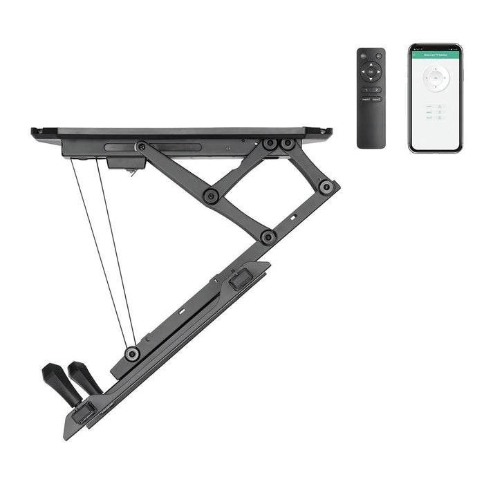 Maclean electric ceiling mount for TV, TUYA support, max VESA 600x400, for sloping walls, remote control, 32"-70", 35kg, MC-880T