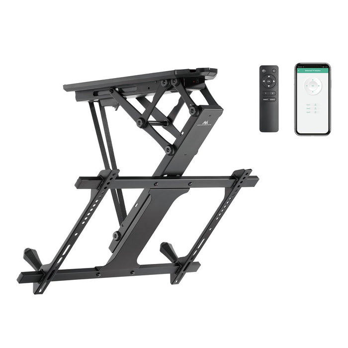 Maclean electric ceiling mount for TV, TUYA support, max VESA 600x400, for sloping walls, remote control, 32"-70", 35kg, MC-880T