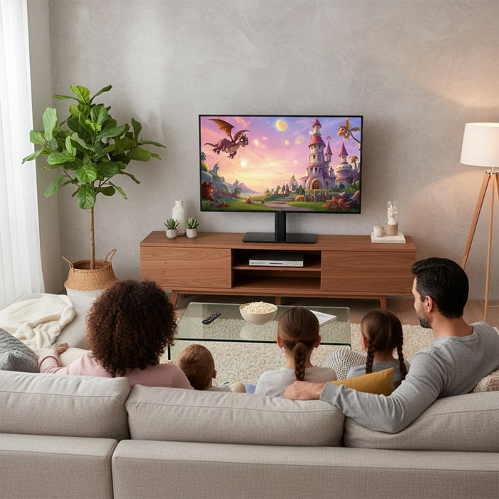 Maclean MC-450 Universal TV Stand for TV Cabinet max. 40kg, max. VESA 400x400 32-65" Tempered Glass Base 3-Level Height Adjustment