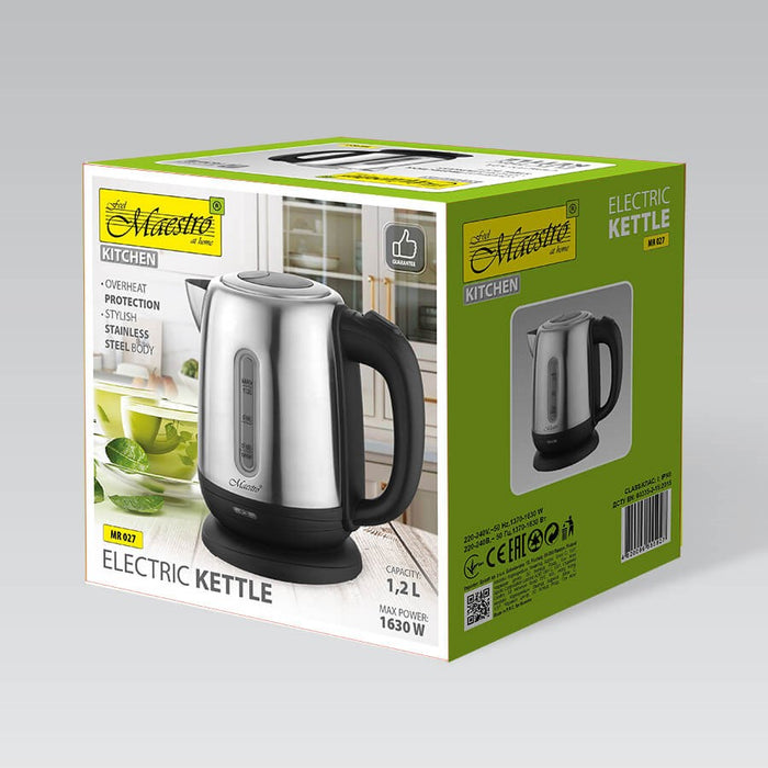 MAESTRO MR-027 electric kettle 1.2 L 1630 W Steel, Black