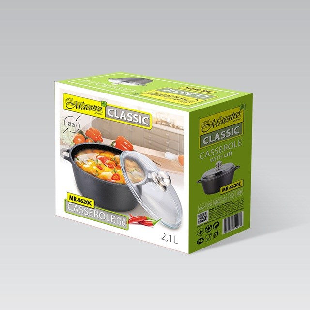 Maestro MR-4620C Pot with lid 20 cm 2,1 l Black