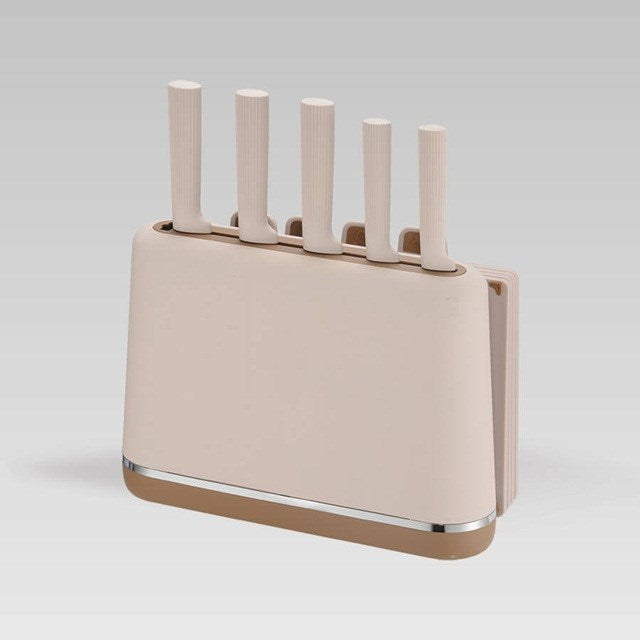Maestro MR-1412-BEIGE Knife set with block + Cutting board set Beige