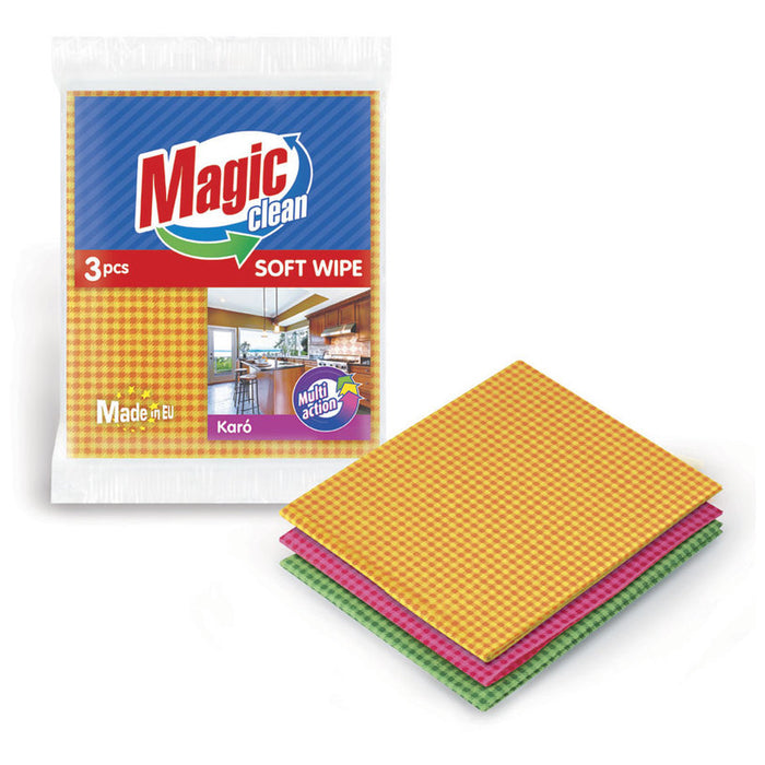 TOWEL UNIVERSAL CHECK 3PCS MAGIC CLEAN