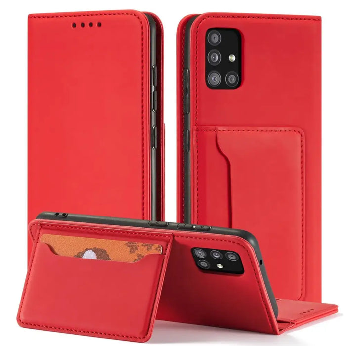 Magnet Card Case For Samsung Galaxy A12 5G Pouch Wallet Card Holder Red - Cell phone cases and covers<<<HurtelXML