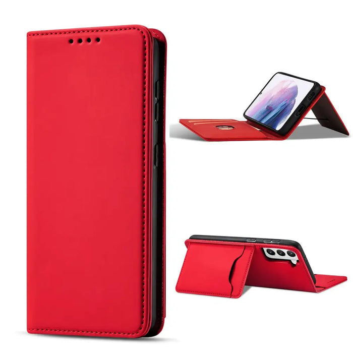 Magnet Card Case for Samsung Galaxy S22 + (S22 Plus) Pouch Wallet Card Holder Red - Cell phone cases